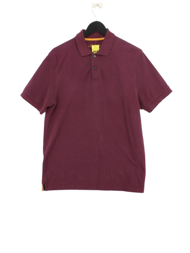 Charles Tyrwhitt Men's Polo M Purple 100% Cotton