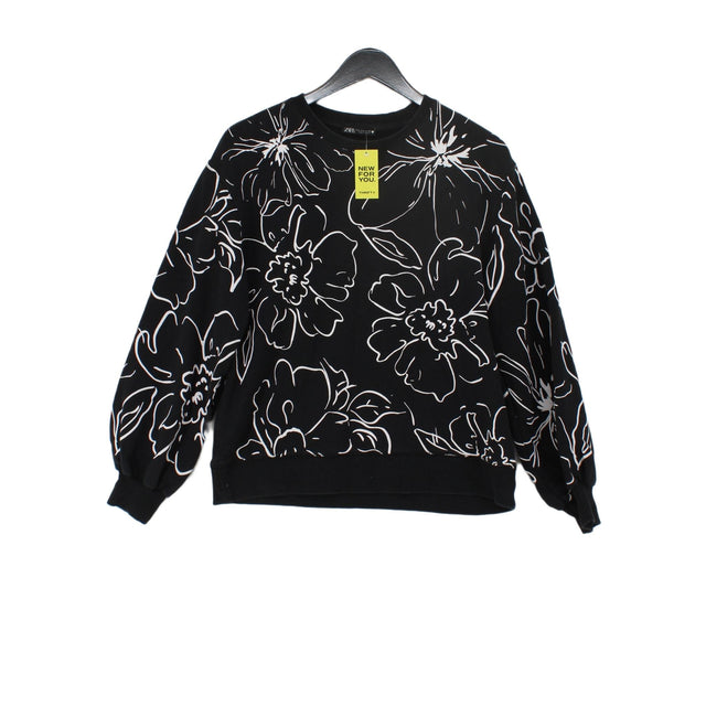 Zara Women's Jumper S Black Cotton with Elastane