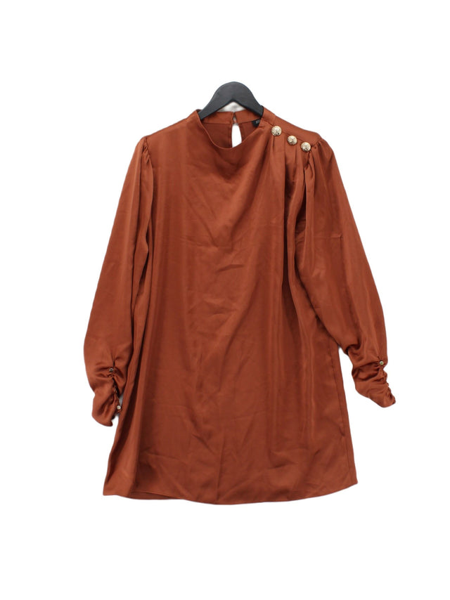 River Island Women's Midi Dress UK 14 Brown Polyester with Elastane