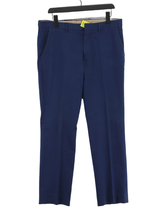 Guide London Women's Suit Trousers W 36 in Blue Cotton with Elastane