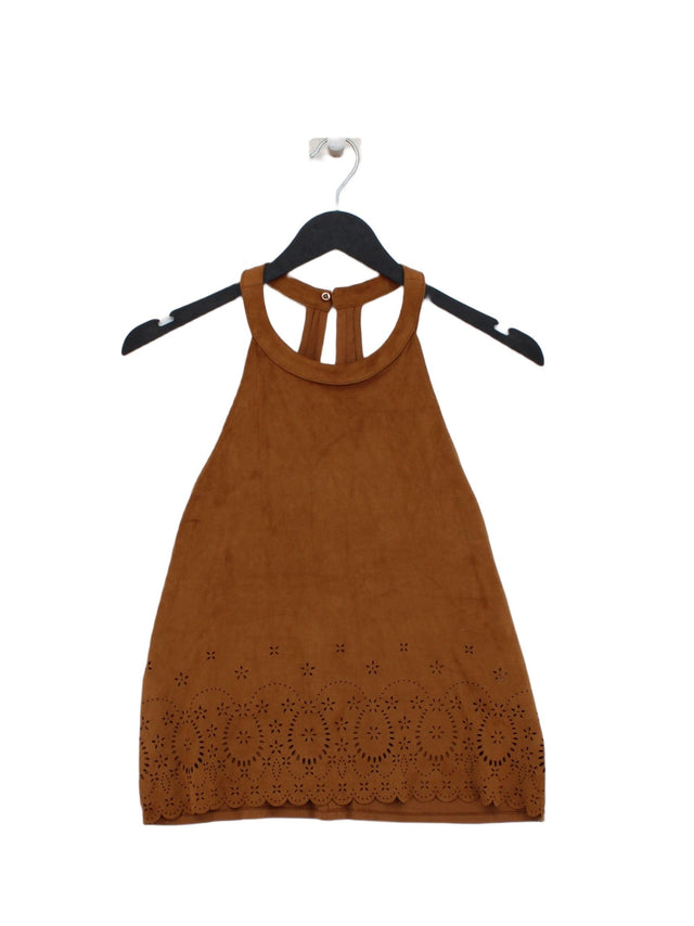 Zara Women's T-Shirt S Brown 100% Cotton