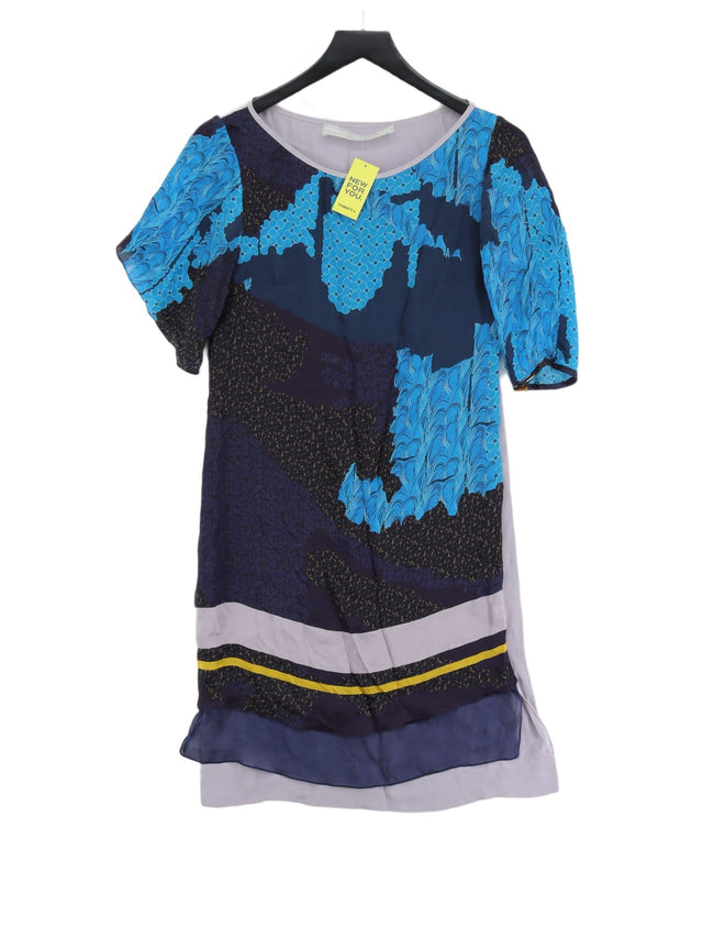 Michael Van Der Ham For Brora Women's Midi Dress UK 10 Blue 100% Silk