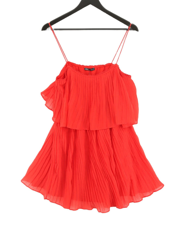 Zara Women's Mini Dress M Red 100% Polyester