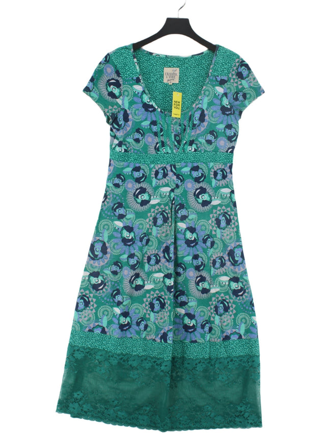 Mantaray Women's Midi Dress UK 12 Green 100% Cotton