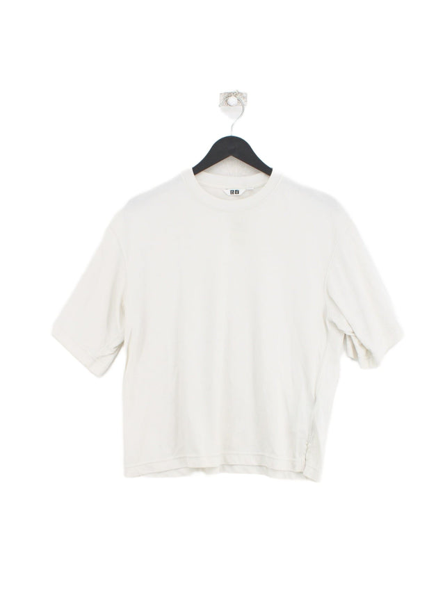 Uniqlo Women's T-Shirt S White Cotton with Polyester