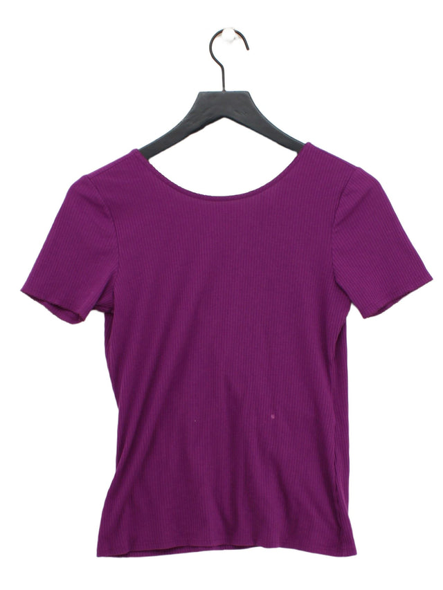 Sezane Women's T-Shirt M Purple Cotton with Elastane, Polyester