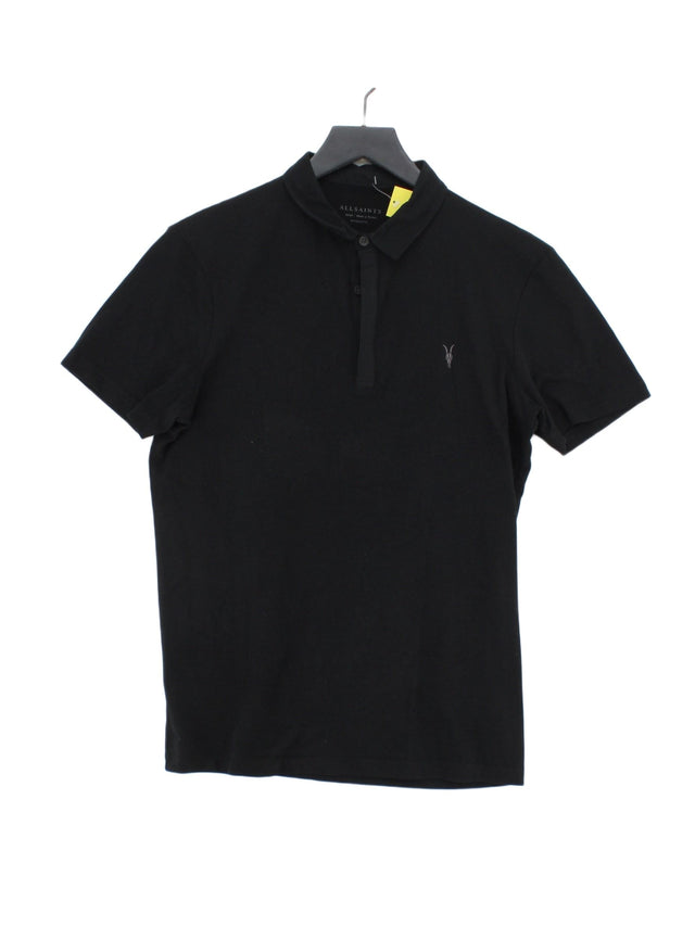 AllSaints Men's Polo S Black 100% Cotton