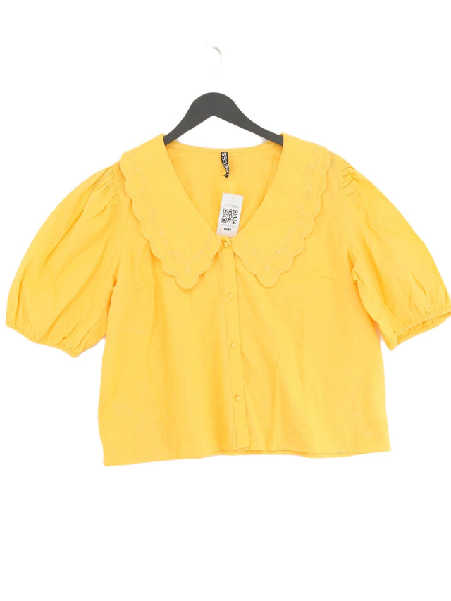 Pieces Women's Shirt L Yellow 100% Cotton