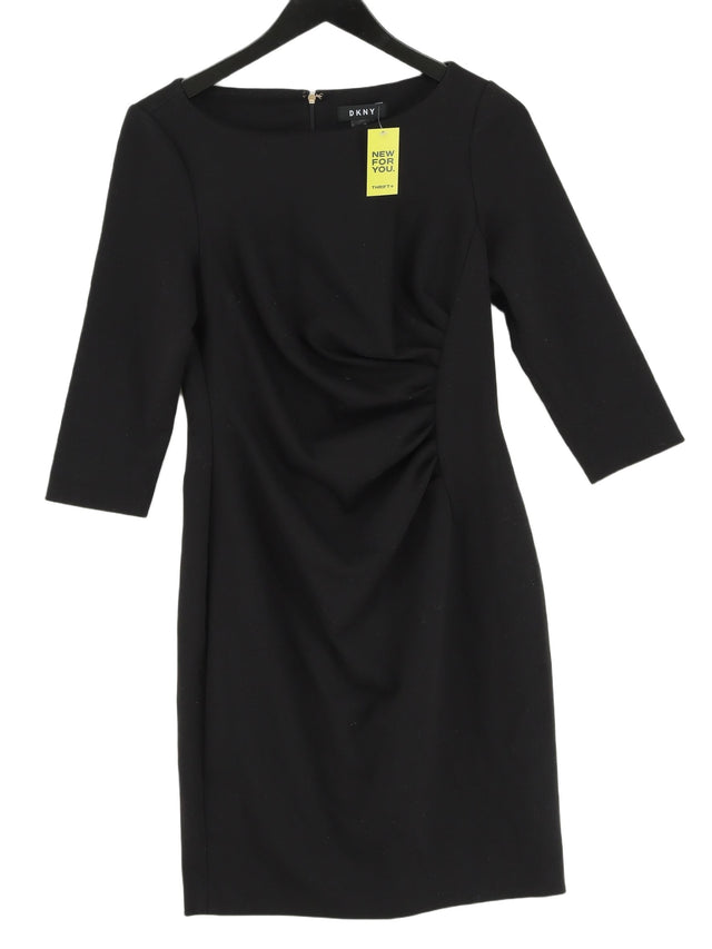 DKNY Women's Midi Dress UK 14 Black Polyester with Rayon, Spandex