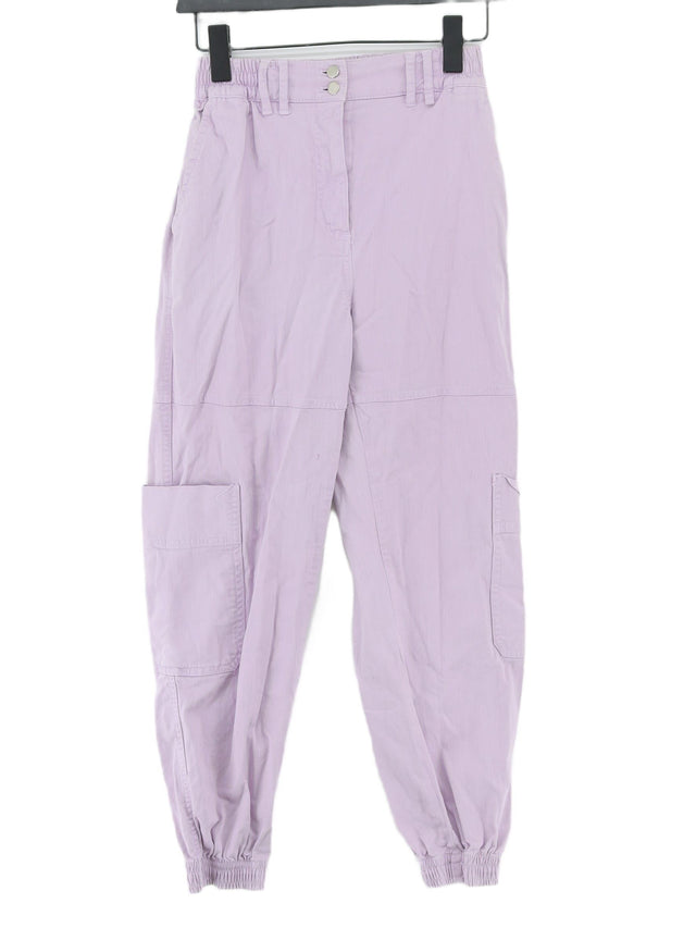Bershka Women's Trousers UK 10 Purple Cotton with Elastane