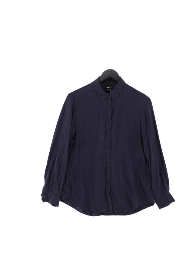 Uniqlo Women's Shirt S Blue 100% Silk