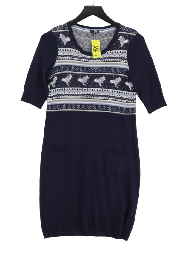 NW3 Women's Midi Dress UK 10 Blue Cotton with Silk, Viscose