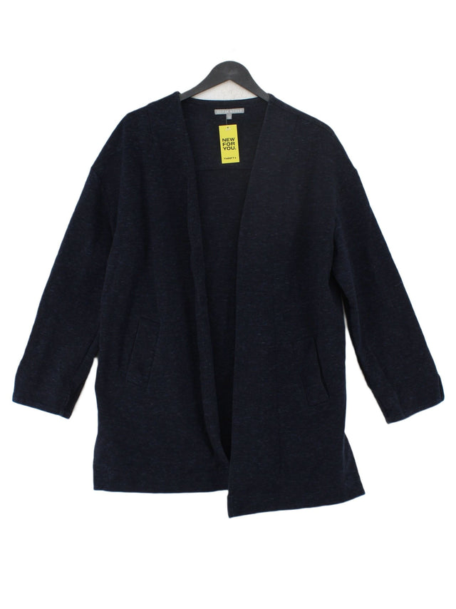 Oliver Bonas Women's Cardigan UK 12 Blue Cotton with Elastane