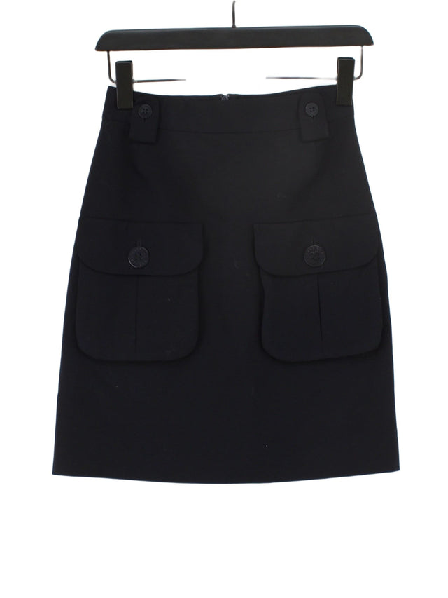 Mulberry Women's Mini Skirt UK 6 Blue Wool with Elastane, Viscose