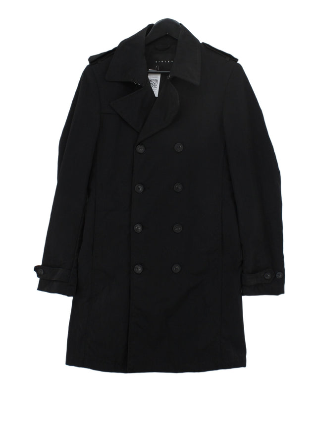 Sisley Men's Coat Chest: 46 in Black Cotton with Polyamide, Polyester