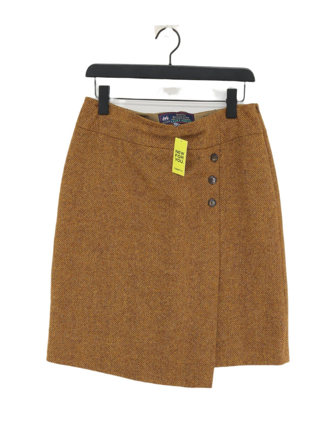 Laura Ashley Women's Midi Skirt UK 12 Brown Wool with Polyester