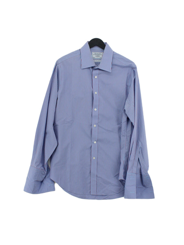 Charles Tyrwhitt Men's Shirt Collar: 15.5 in Blue 100% Cotton