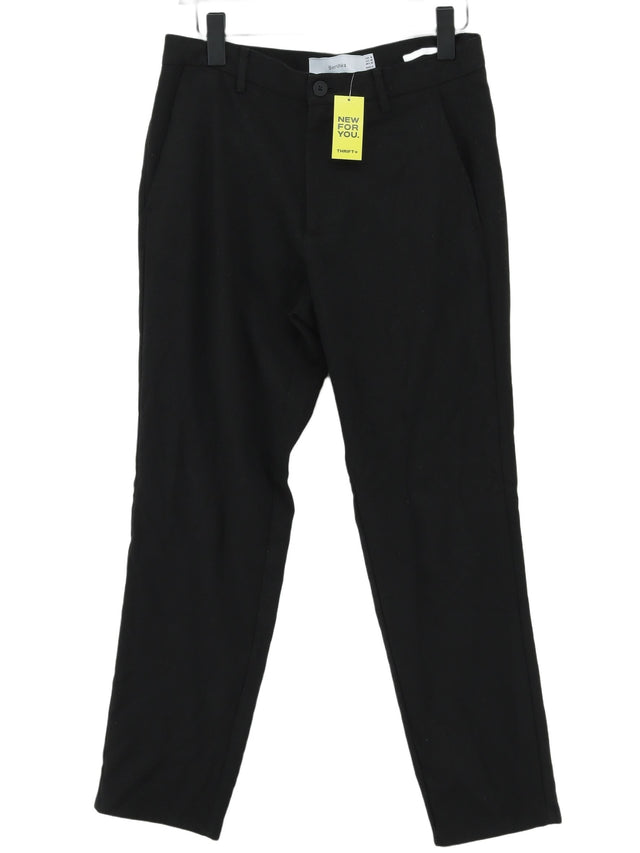 Bershka Women's Trousers UK 10 Black Polyester with Elastane, Viscose