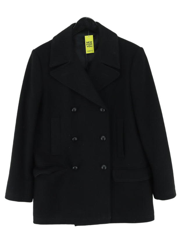 Jaeger Men's Coat M Black Wool with Viscose