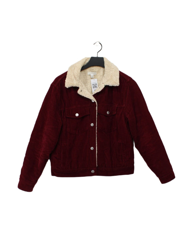 Topshop Women's Jacket UK 8 Red 100% Cotton