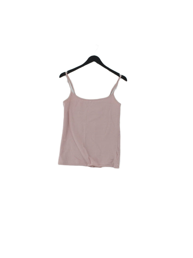 Next Women's T-Shirt UK 12 Pink Cotton with Elastane