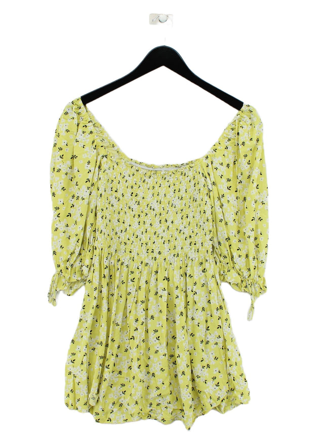 For Love & Lemons Women's Top M Yellow 100% Rayon