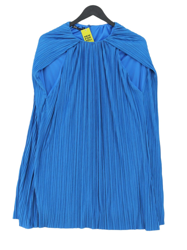 Zara Women's Midi Dress S Blue Polyester with Elastane