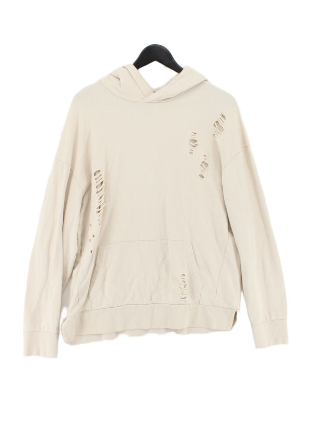 River Island Men's Hoodie M Cream Cotton with Elastane