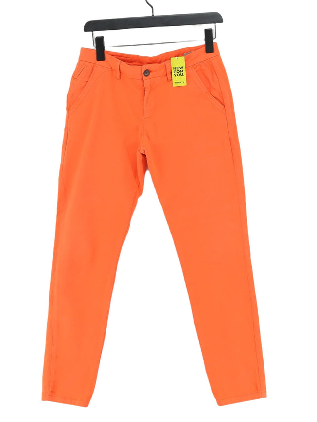 Reiko Women's Trousers W 26 in Orange Cotton with Elastane