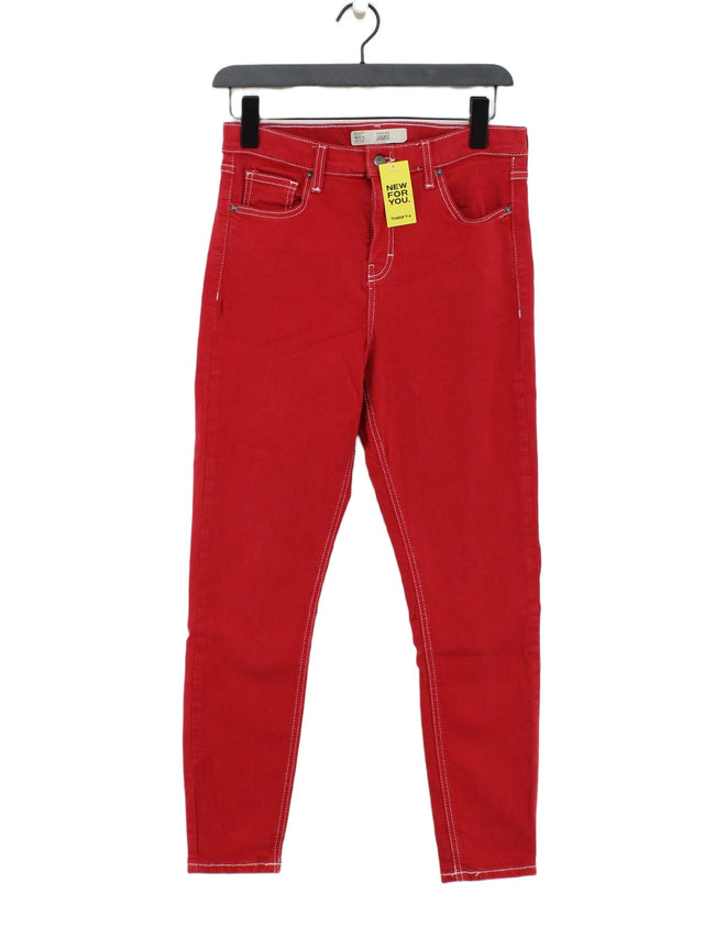 Topshop Women's Jeans W 30 in; L 30 in Red Cotton with Elastane, Polyester