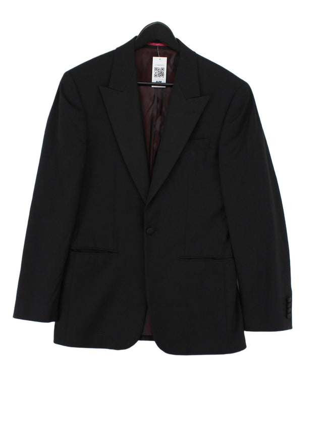 Charles Tyrwhitt Men's Blazer Chest: 36 in Black Wool with Polyester, Viscose