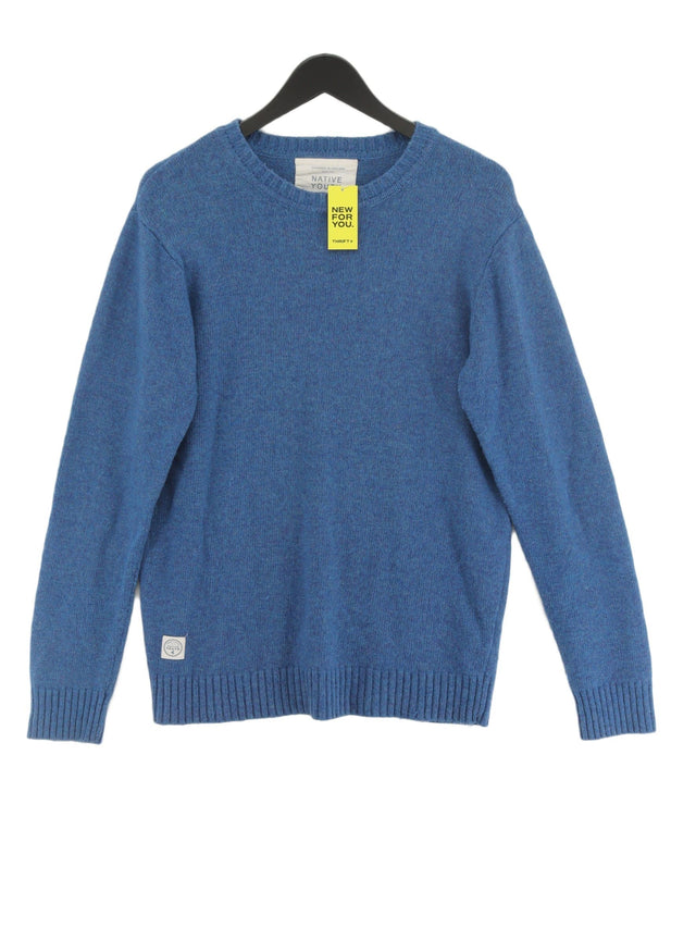 Native Youth Men's Jumper L Blue Polyamide with Wool
