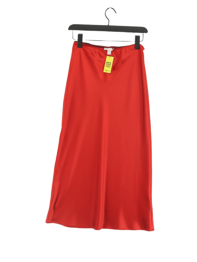 Topshop Women's Maxi Skirt UK 8 Red Polyester with Elastane