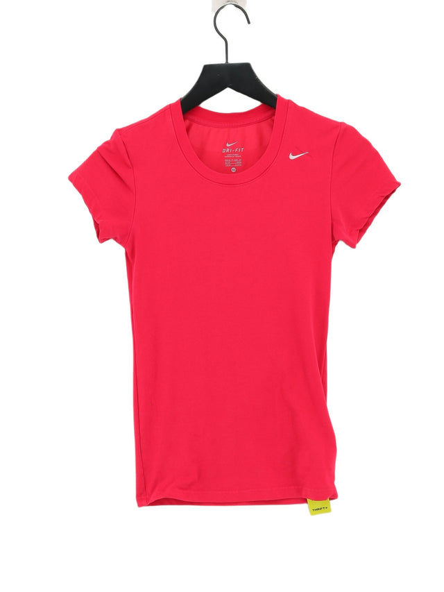 Nike Women's T-Shirt XS Red Cotton with Elastane, Polyester