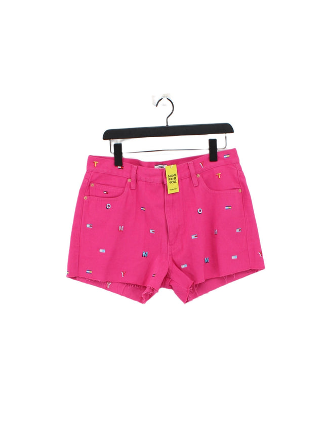 Tommy Jeans Women's Shorts W 33 in Pink 100% Cotton