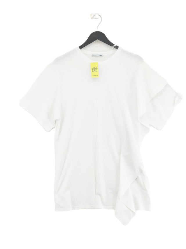 Zara Women's T-Shirt S White Polyester with Cotton