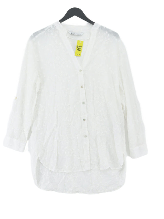 Zara Women's Blouse S White 100% Cotton