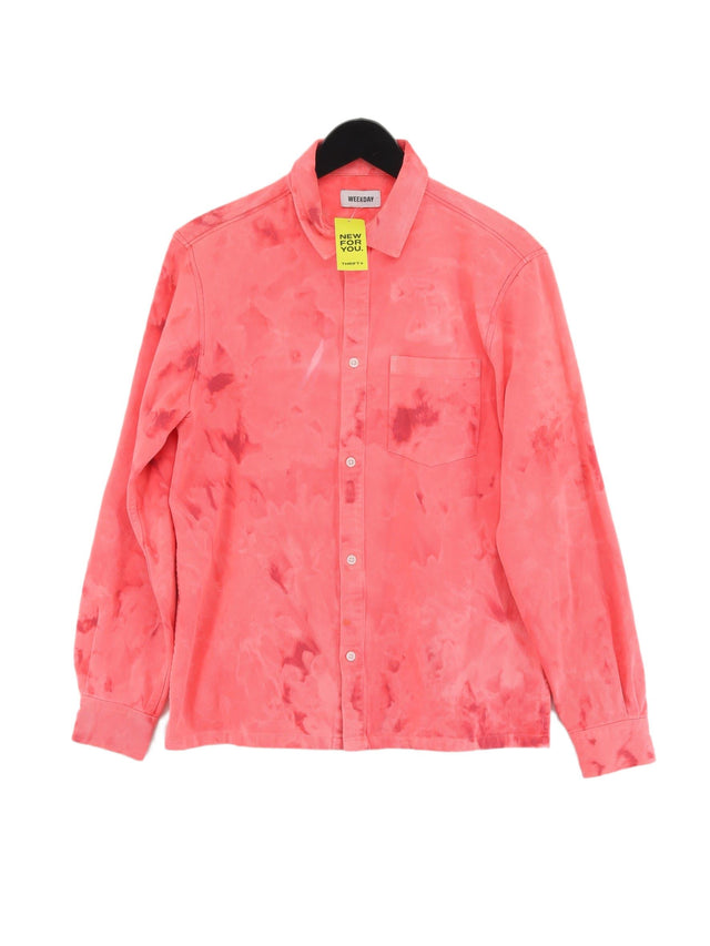 Weekday Men's Shirt M Pink 100% Cotton