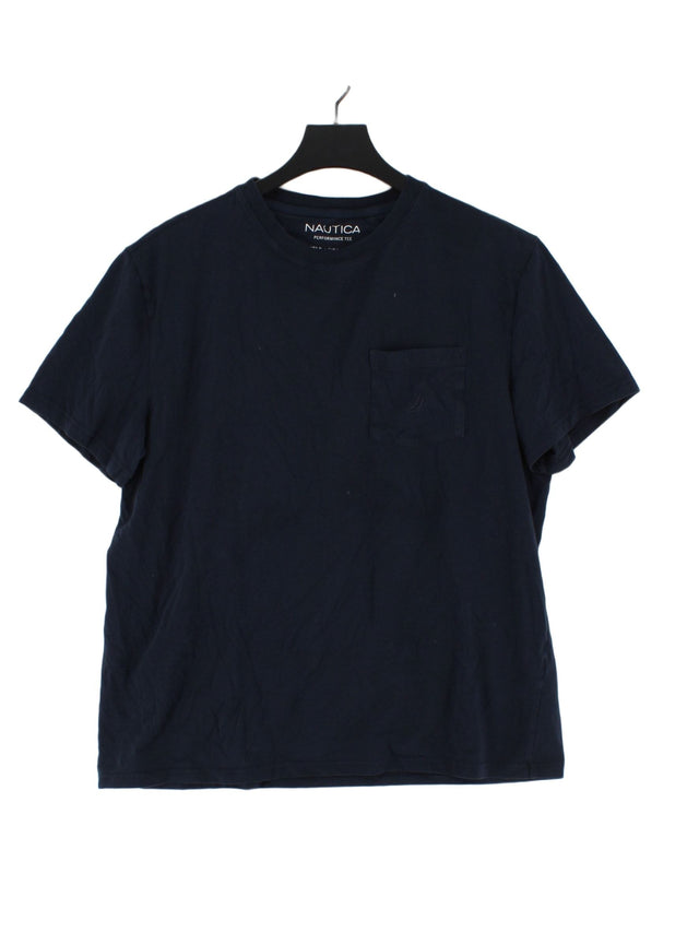 Nautica Men's T-Shirt L Blue Cotton with Spandex