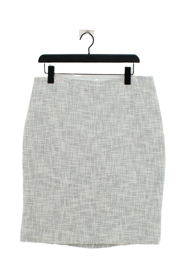 Hobbs Women's Midi Skirt UK 16 Grey Cotton with Other