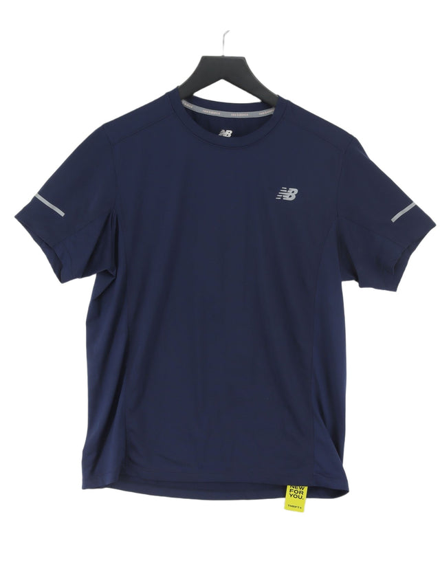 New Balance Men's T-Shirt M Blue Polyester with Elastane
