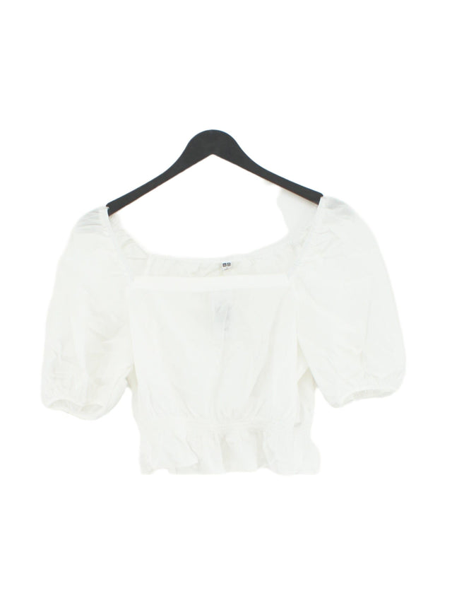 Uniqlo Women's Blouse S White 100% Cotton