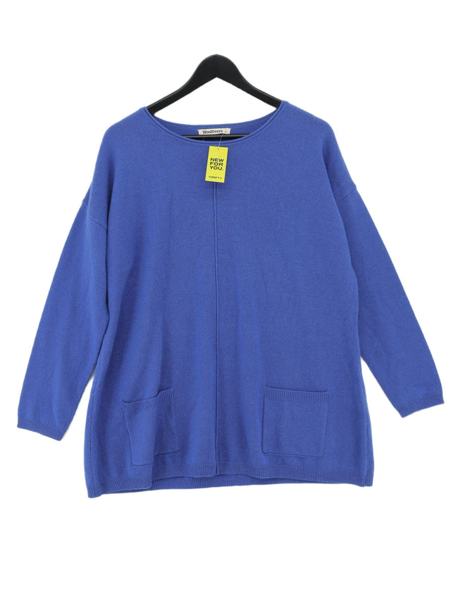 Woolovers Women's Jumper M Blue Wool with Cashmere