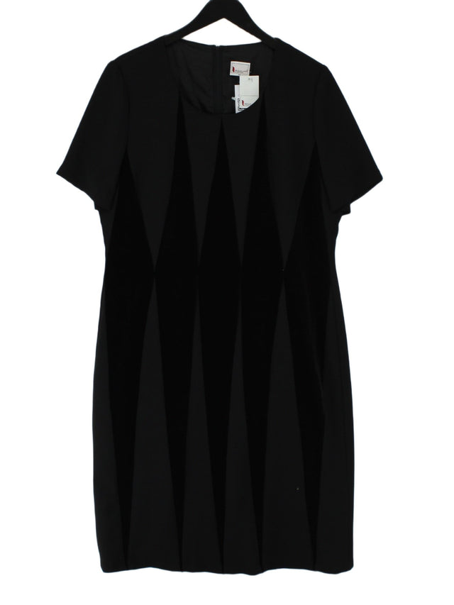 Hermann Lange Women's Midi Dress UK 16 Black Cotton with Polyester