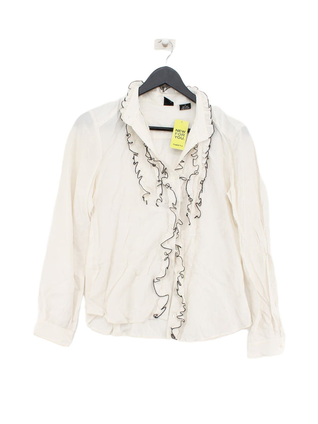 Saks Fifth Avenue Women's Shirt UK 4 White Silk with Rayon