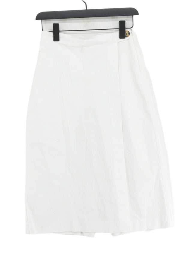 Zara Women's Midi Skirt S White Cotton with Elastane