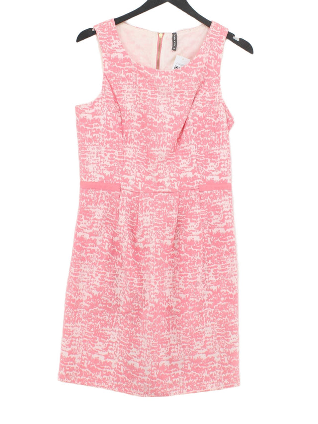 Naf Naf Women's Midi Dress UK 10 Pink Cotton with Elastane, Polyester
