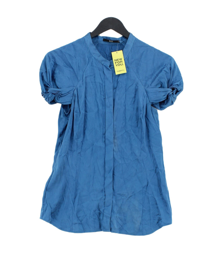 Hugo Boss Women's Blouse UK 8 Blue Silk with Elastane