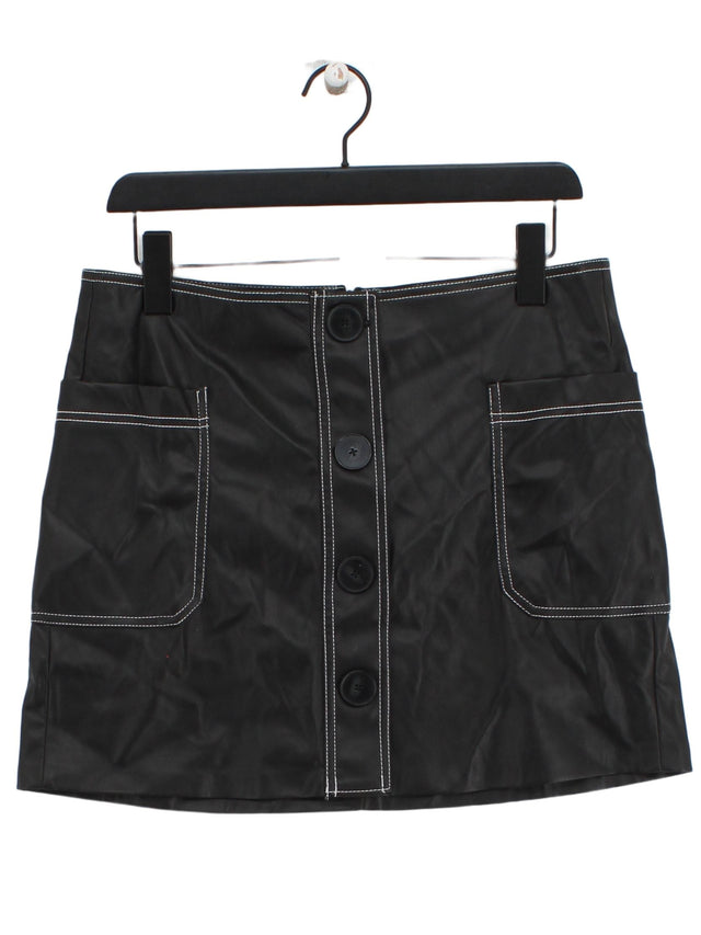 Bershka Women's Midi Skirt L Black Other with Polyester