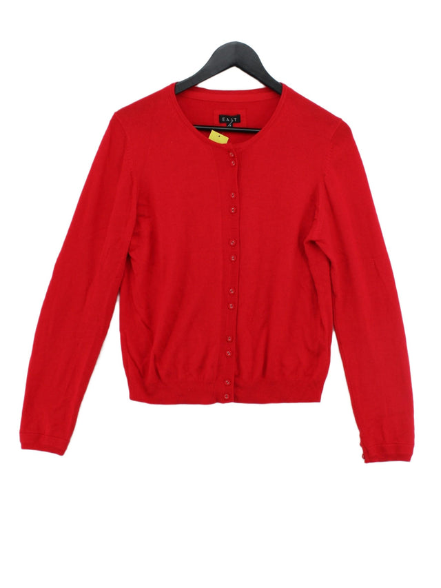 East Women's Cardigan UK 14 Red Viscose with Cashmere, Cotton, Polyamide